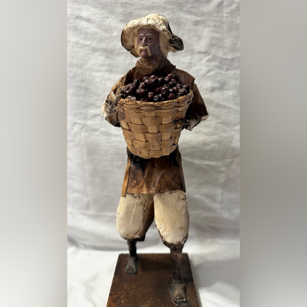 Mexican Paper Mache Handcrafted Figurine with Basket